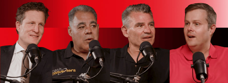 Anthony de Ceglie, Mal Meninga, David Sharp and Oly Peterson as they appear talking on the podcast