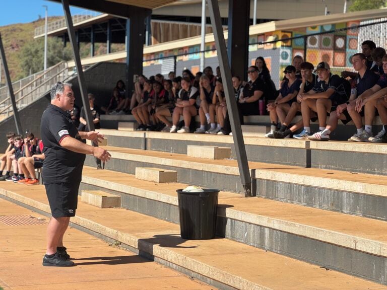 Mal with Karratha Snr High School students